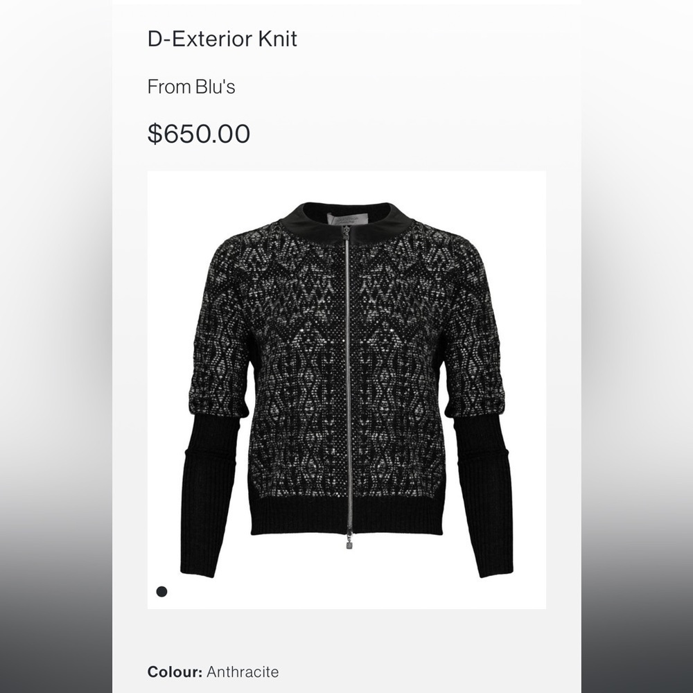 D. Exterior Knitted Woolblend Sweater Cardigan